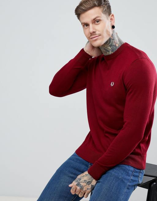 Fred perry burgundy outlet jumper