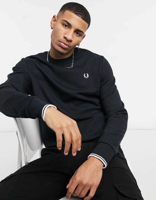 Fred Perry crew neck sweat in black | ASOS