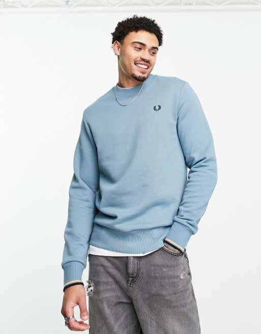 Fred Perry crew neck sweatshirt in blue ASOS