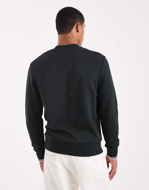 Fred Perry crew neck sweatshirt in dark green | ASOS