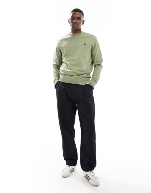 FRED PERRY☆ Crew Neck Sweatshirt LABEL GREEN Crew Neck Sweatshirt - Label Green | Men's Sweatshirts