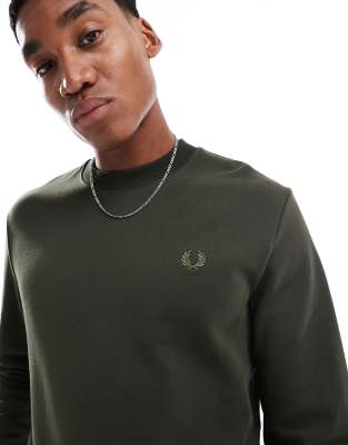 Fred Perry Fred Perry crew neck sweatshirt in khaki green