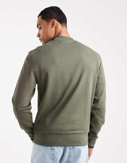 Fred Perry crew neck sweatshirt in khaki, 3 of 5