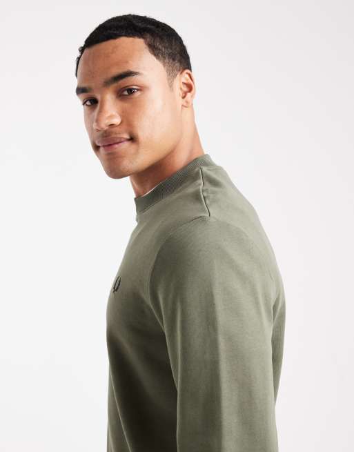 Fred Perry crew neck sweatshirt in khaki, 4 of 5