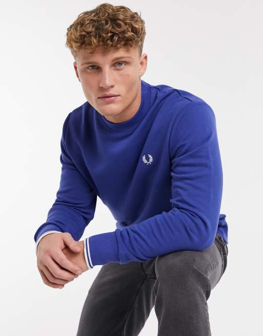 Fred Perry crew neck sweatshirt in nautical blue ASOS