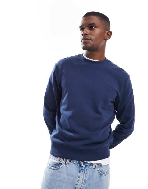 Fred Perry crew neck sweatshirt in navy - view 1