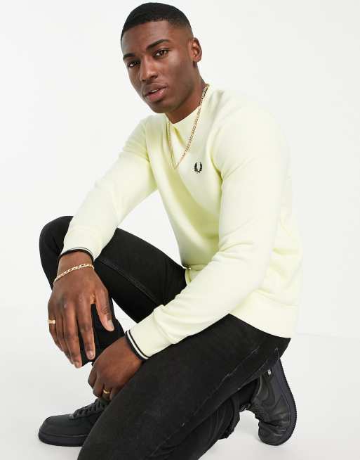 Fred Perry crew neck sweatshirt in yellow