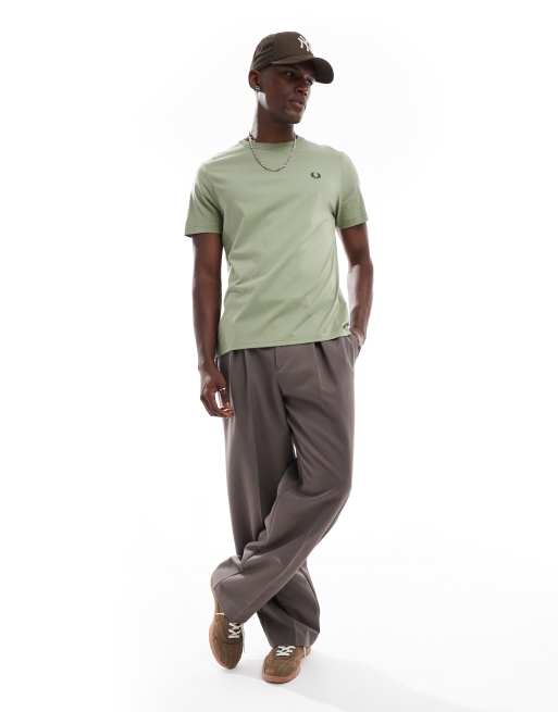 Fred Perry Crew Neck T-Shirt in Green | ASOS