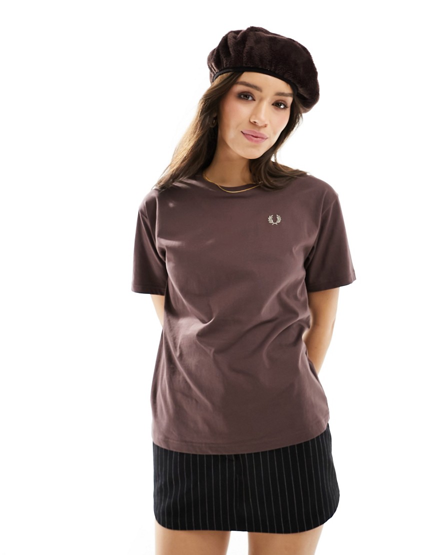 Fred Perry Crew Neck T-shirt In Maroon In Red