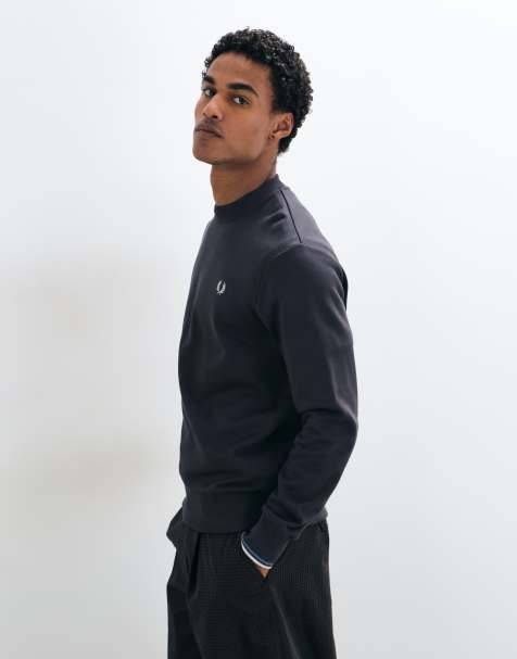 Fred Perry crewneck logo sweatshirt in charcoal grey - view 1