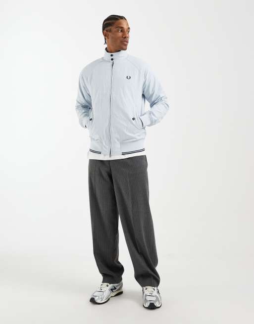 Fred Perry crinkle harrington jacket in pale blue, 2 of 5