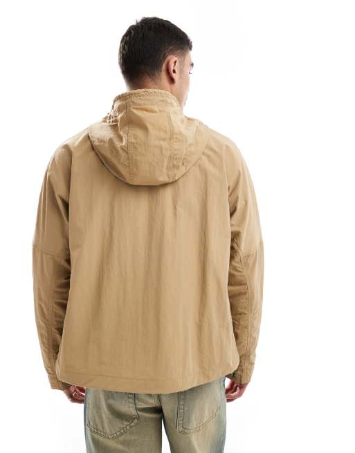 Fred Perry cropped fishing parka jacket in beige | ASOS