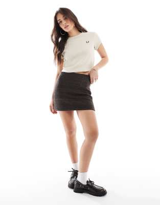 Fred Perry Cropped Ribbed T-shirt In Neutral