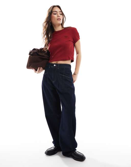 フレッドペリー　Cropped Ribbed T-Shirt 楽天市場】FRED PERRY フレッドペリー Tシャツ CROPPED RIBBED T