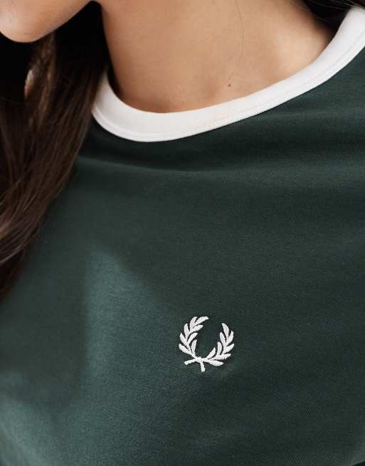 トップス FRED PERRY CROPPED RINGER T-SHIRT Fred Perry cropped ringer T-shirt in navy | ASOS