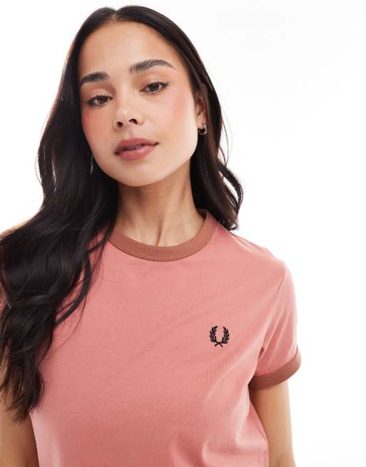 トップス FRED PERRY CROPPED RINGER T-SHIRT Fred Perry White Cropped Ringer T-Shirt – DeadRockers