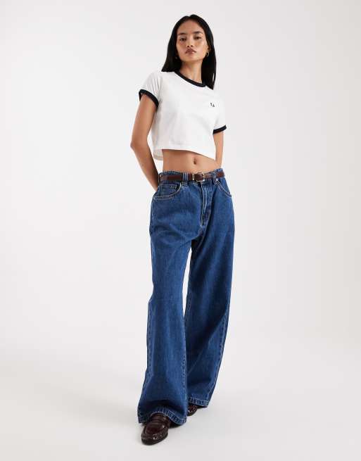 Fred Perry cropped ringer t-shirt in white, 2 of 4