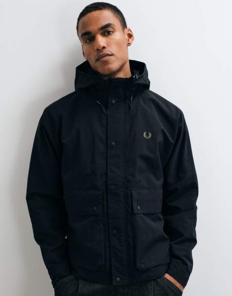 Fred Perry cropped ripstopparka in zwart - view 1