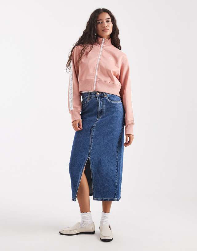 Fred Perry cropped tape track jacket in pink | ASOS