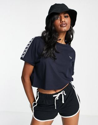 Fred Perry cropped taped ringer t-shirt co-ord in navy