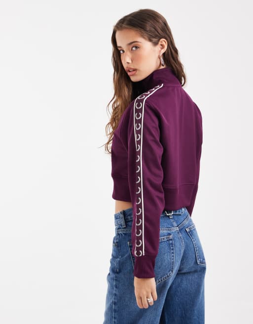 Fred Perry - Cropped trainingsjack met bies in paars, 4 van 4
