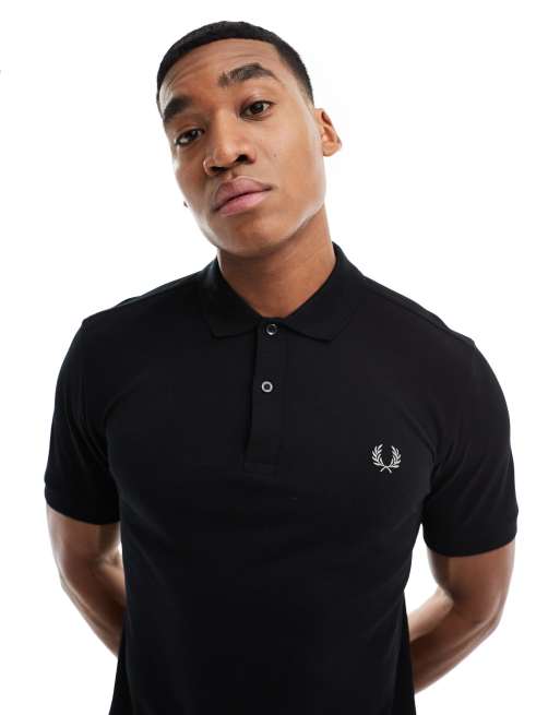 Fred Perry — Czarna gładka koszulka polo, 3 z 4