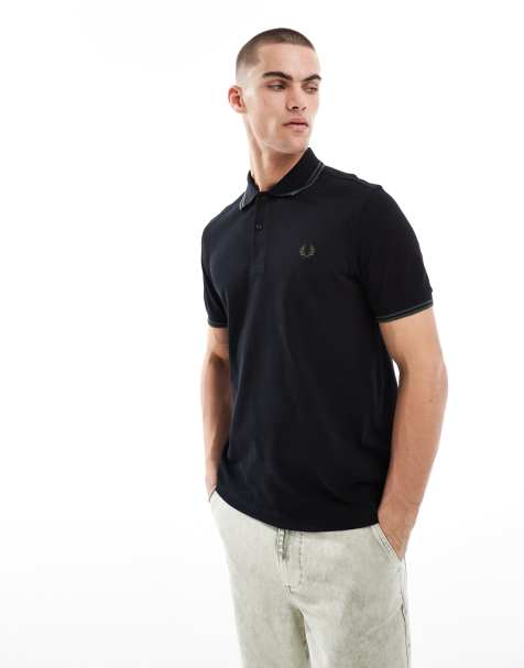 Fred Perry – Czarna koszulka polo z  kontrastowymi lamówkami z dwoma paskami - view 1