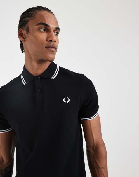 Fred Perry twin tipped logo polo in black