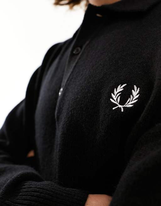 Fred Perry – Czarne dzianinowe polo z długimi rękawami , 4 z 4