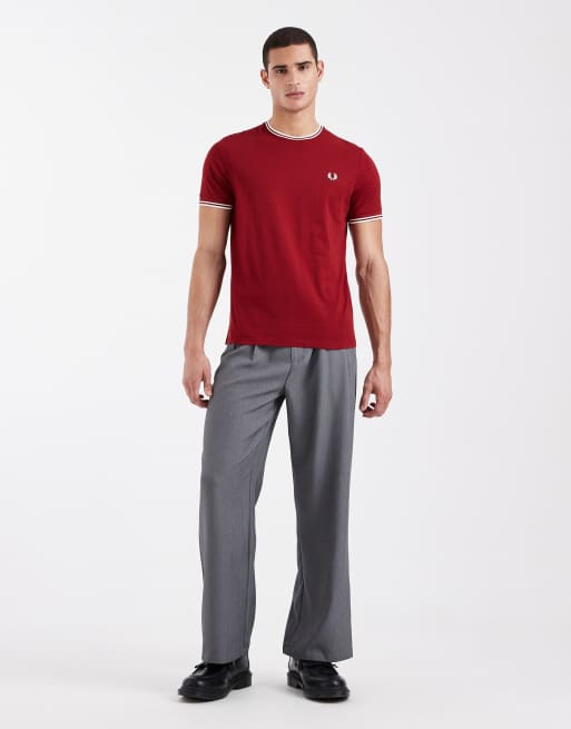 Fred Perry – Czerwony T-shirt z podwójną lamówką, 2 z 5