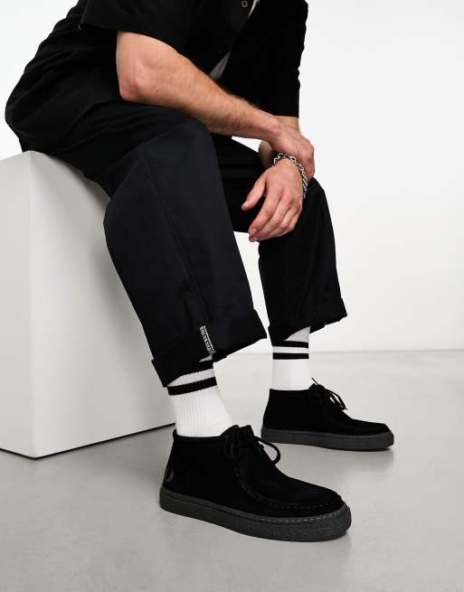 Fred Perry Dawson mid suede boots in black | ASOS