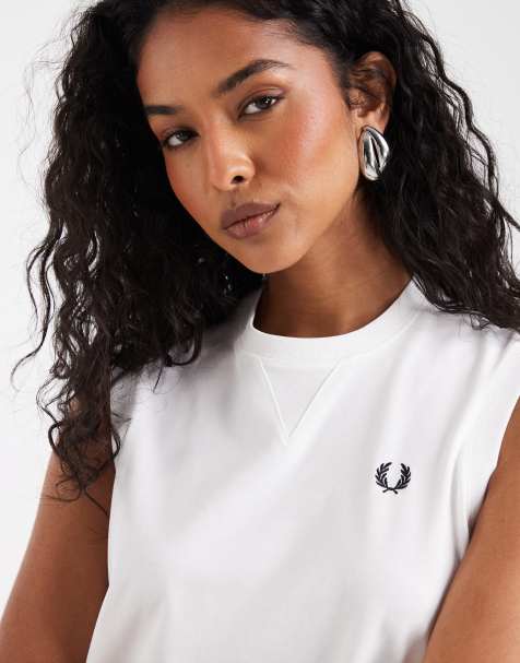 Fred Perry - Débardeur en jersey effet peau de pêche - Blanc - view 1