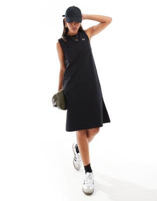 Fred Perry double layered dress in black