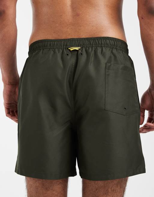 Fred Perry drawstring logo swim shorts in khaki, 5 of 5