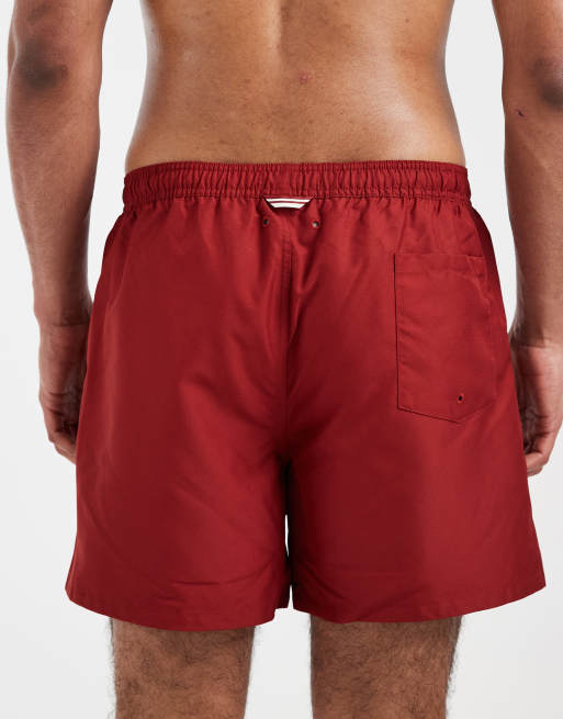 Fred Perry drawstring logo swim shorts in red, 5 of 5