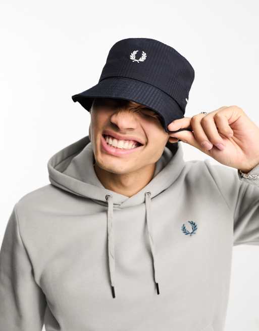 Fred Perry dual branded seersucker bucket hat in navy
