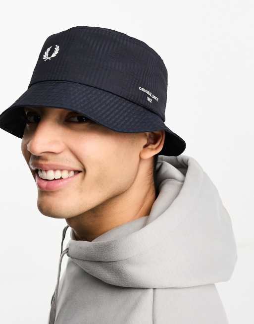 ★FRED PERRY★ Toweling Dual Branded Bucket Hat Navy CFPU241 Fred Perry Navy Dual Branded Bucket Hat Fred Perry