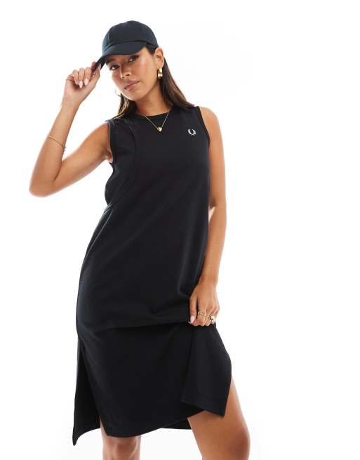 Fred Perry - Dubbellaagse jurk in zwart, 3 van 4