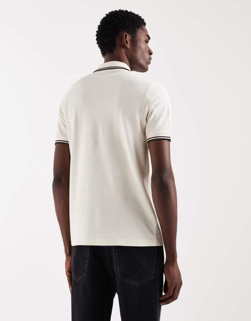 Fred Perry - Ecrufarvet poloskjorte med dobbelte kantstriber, 3 af 5