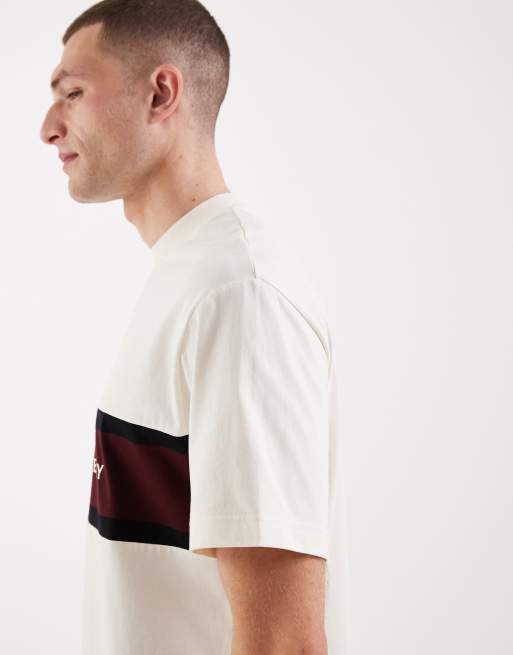 Fred Perry - Ecrufarvet poloskjorte med panel med logobroderi, 5 af 5