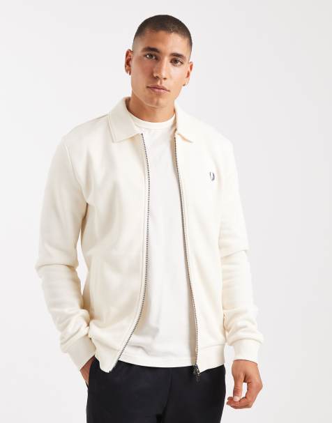 Fred Perry - Ecrufarvet sweatshirt med krave og lynlås - view 1