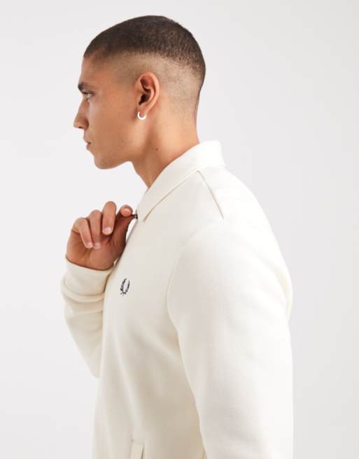 Fred Perry - Ecrufarvet sweatshirt med krave og lynlås, 4 af 5