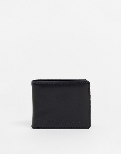 Fred Perry embossed faux leather bifold wallet in black