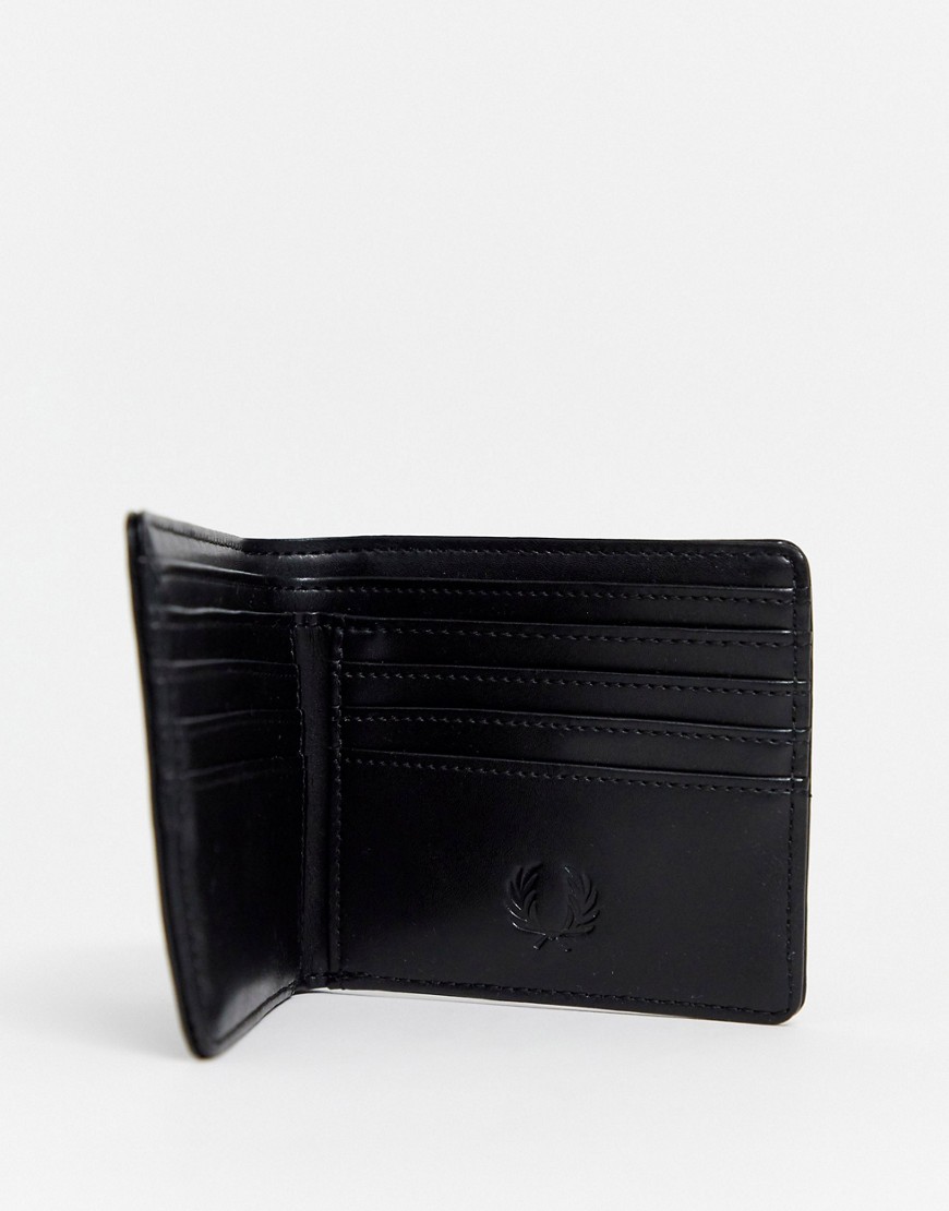 Fred Perry embossed faux leather billfold wallet in black