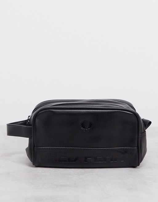 Fred Perry embossed wash bag in black