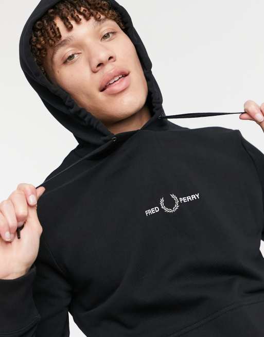 Fred perry store embroidered hooded sweatshirt