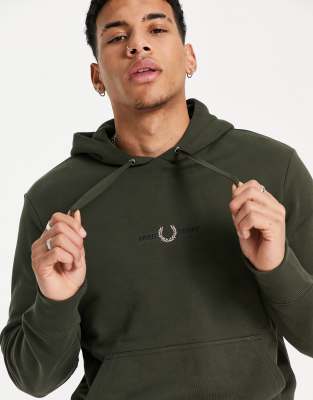 Fred Perry embroidered hooded sweatshirt in green