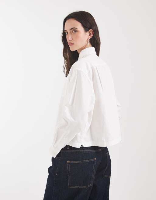 Fred Perry embroidered logo button up shirt in white, 4 of 4