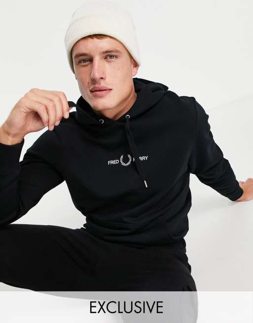 ASOS Perry to hoodie embroidered logo in Exclusive Fred black ASOS |