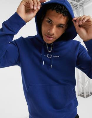 fred perry embroidered hooded sweatshirt